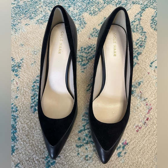 Cole Haan Valerie Pump Black Leather Suede Heels - Picture 4 of 10